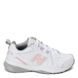 New Balance Women's 608 V5 Casual Comfort Cross Trainer, White/Pink, 7 Wide