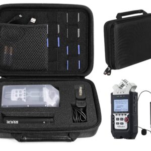 Professional Portable Recorder Case with DIY foam inlay for ZOOM H1, H2N, H5, H4N, H6, F8, Q8 Handy Music Recorders, Charger, Mic Tripod Adapter and Accessories (Polyester Black)