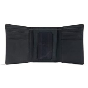 Carhartt Men's Casual Saddle Leather Wallets, Available in Multiple Styles and Colors, Black (Trifold), One Size