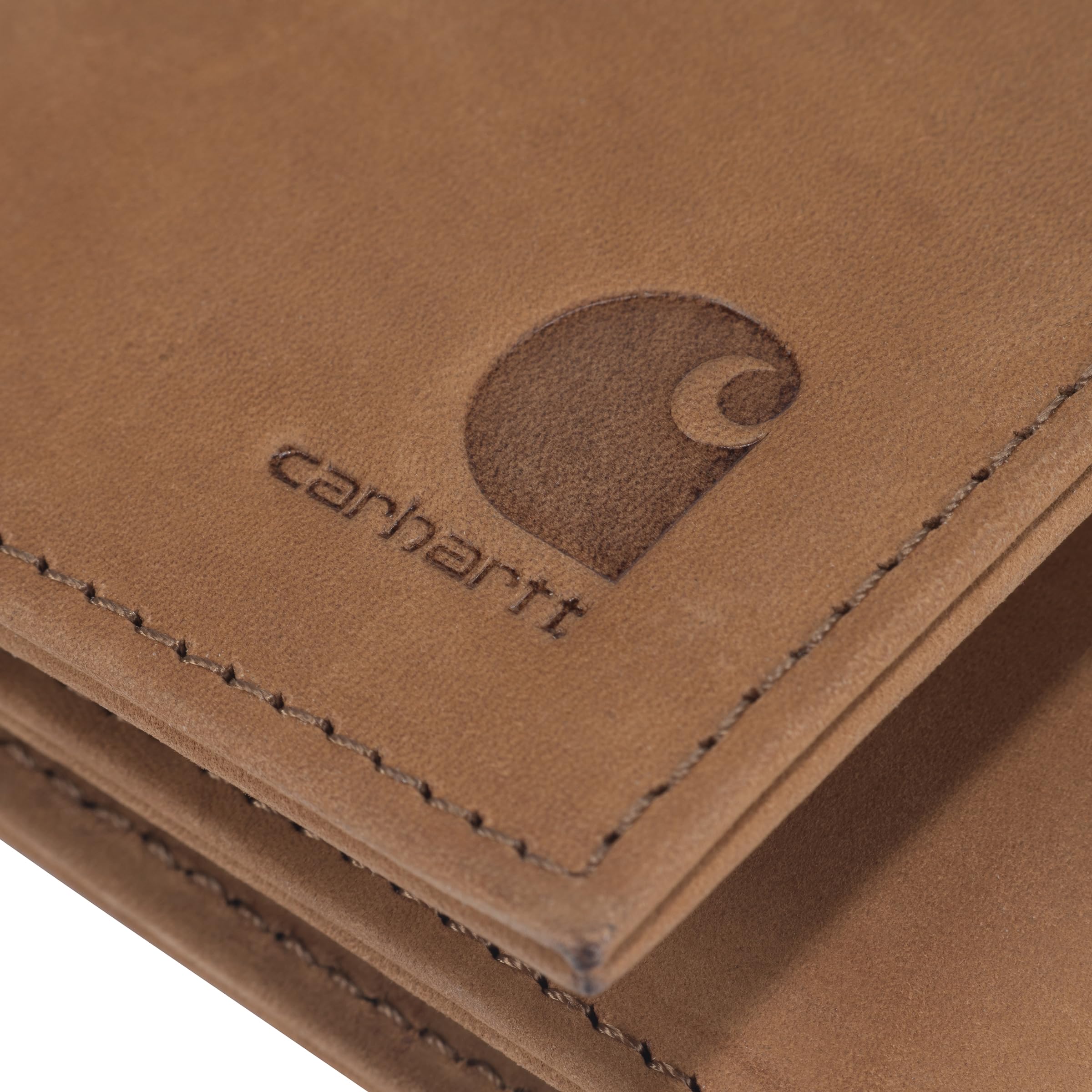 Carhartt Men's Casual Saddle Leather Wallets, Available in Multiple Styles and Colors, Brown (Trifold), One Size