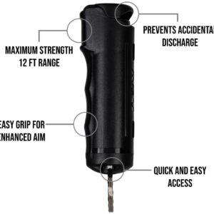 POLICE MAGNUM 2 Pepper Spray 1/2oz Black Flip Top Molded Keychain Security Self Defense Police Strength