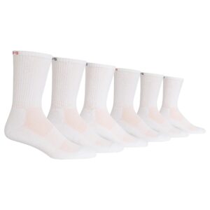 Chaps Men's Cushioned Repreve Athletic Socks-6 Pair Pack-Running Breathable Front Mesh and Arch Support, Crew-White, Shoe Size: 6-12