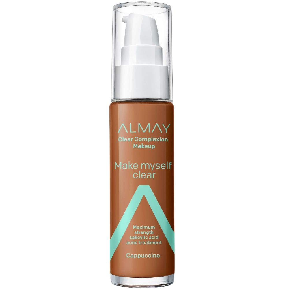 Almay Clear Complexion Makeup, Matte Finish Liquid Foundation with Salicylic Acid, Hypoallergenic, Cruelty Free, -Fragrance Free, Dermatologist Tested, 900 Cappuccino, 1.0 oz