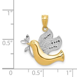 IceCarats 14K Yellow Gold Peace Dove Symbol Love Holy Spirit Bird Necklace Religious Pendant Christian Charm Only