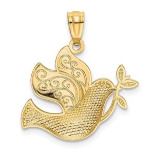 IceCarats 14K Yellow Gold Peace Dove Symbol Love Holy Spirit Bird Necklace Religious Pendant Christian Charm Only