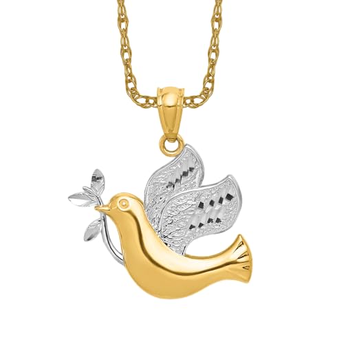 IceCarats 14K Yellow Gold Peace Dove Symbol Love Holy Spirit Bird Necklace Religious Pendant Christian Charm Only