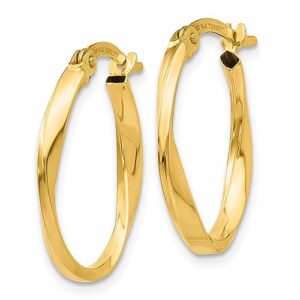 14K Yellow Gold Twisted Oval Hoop Earrings