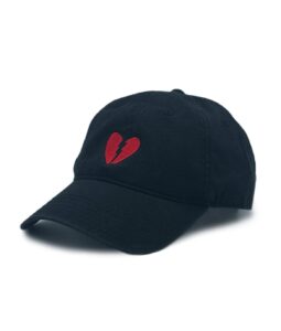 riot society broken heart embroidered mens adjustable dad hat black