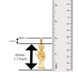 14k Yellow Gold Religious Santa Muerte Pendant - Height 45 MM Width 20 MM Avg. Weight 4.2 grams