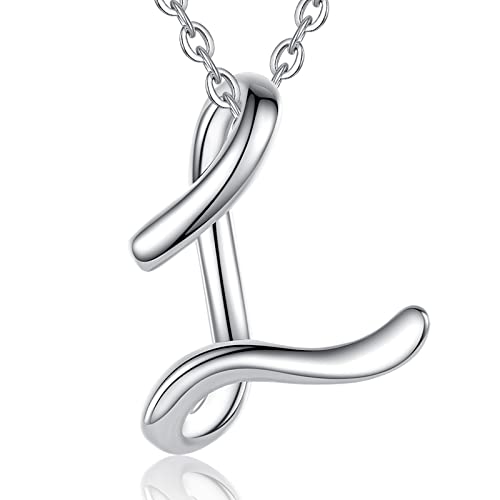 EUDORA Sterling Silver Initial Necklaces for Women L Letter Alphabet Personalized Charm Pendant Initial Necklace with 18inch O-Ring Chain