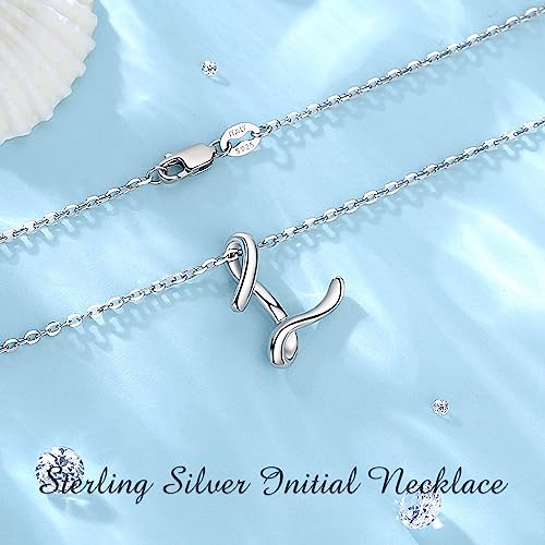 EUDORA Sterling Silver Initial Necklaces for Women L Letter Alphabet Personalized Charm Pendant Initial Necklace with 18inch O-Ring Chain