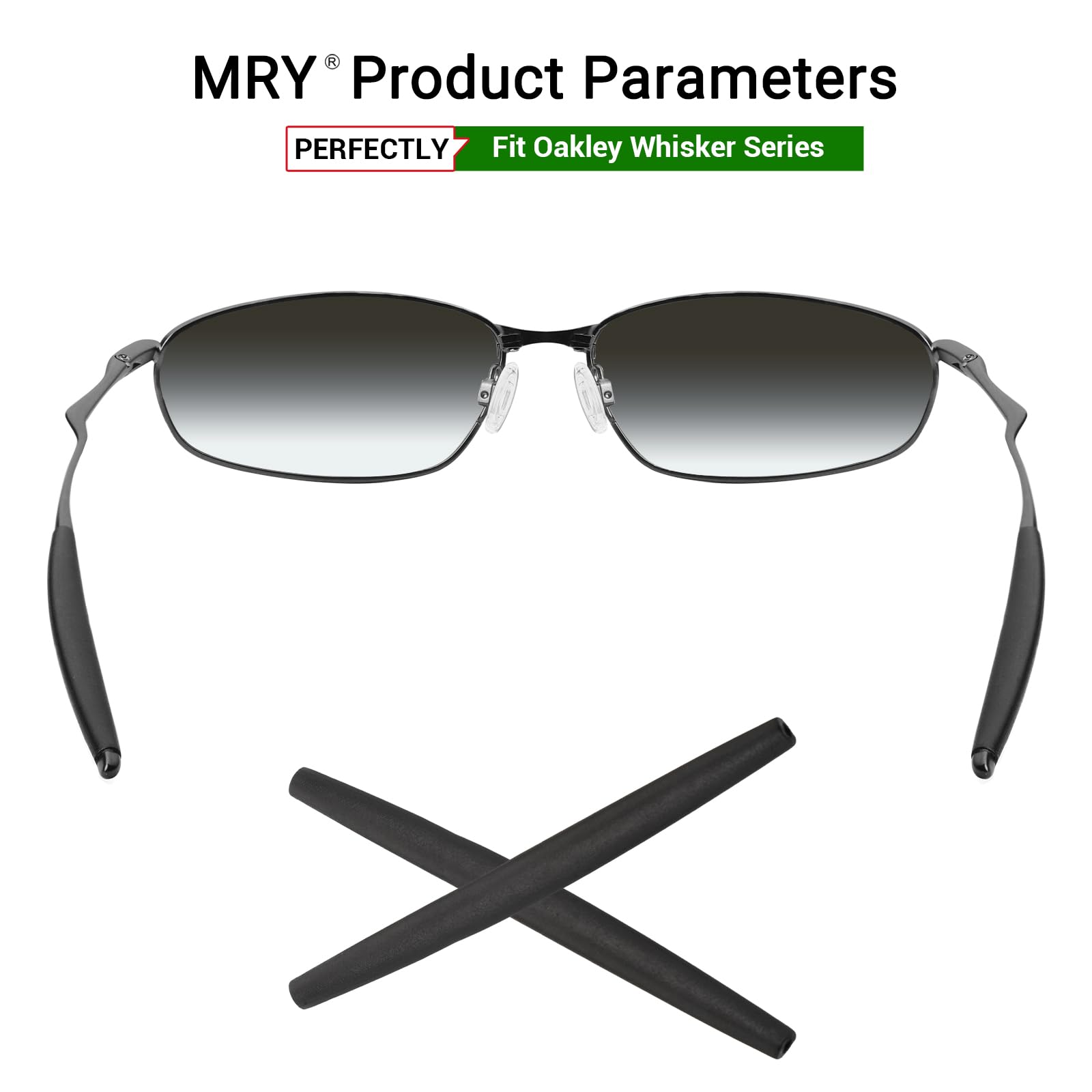 Mryok Replacement Earsocks for Oakley Whisker/Square Whisker/Juliet/Wiretap/Big Square Wire/A Wire Sunglasses - Black