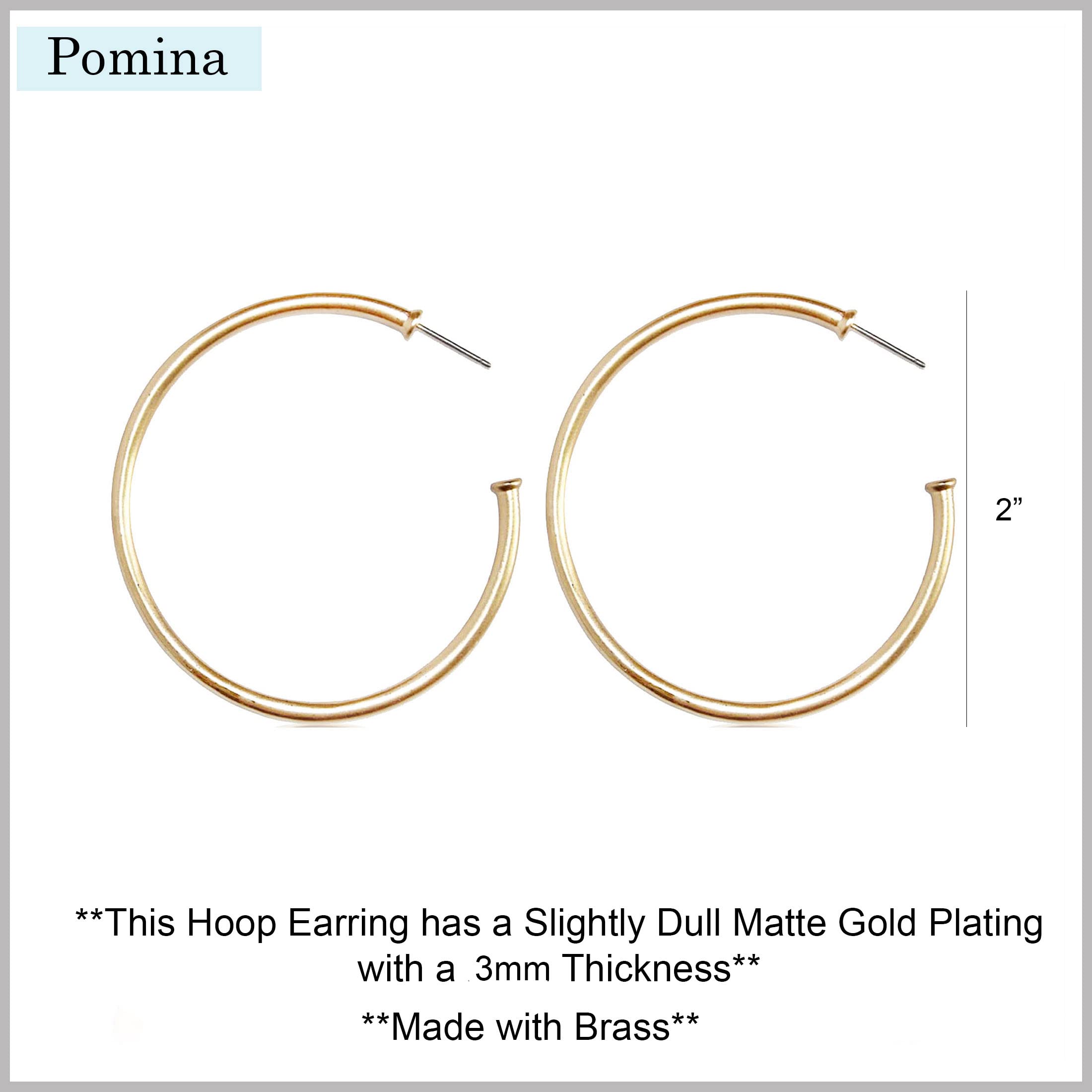 POMINA Classic Gold Hoop Earrings for Women Basic Trendy Tubular Open Round Matte Gold Silver Hoops, 2 Inches (Gold)