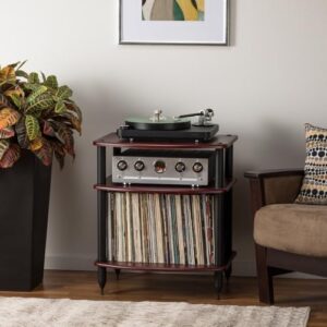 Pangea Audio Vulcan TT Turntable Stand with Vinyl Record Storage - Rosenut Red