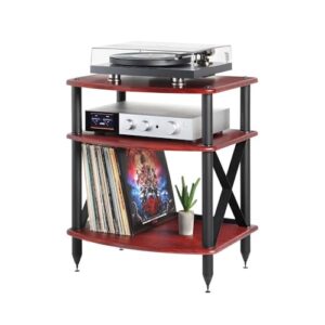 Pangea Audio Vulcan TT Turntable Stand with Vinyl Record Storage - Rosenut Red