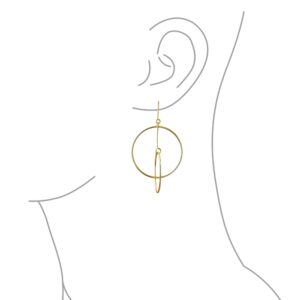 Minimalist Geometric Round Thin One Two Open Interlocking Circle Dangle Earrings For Women 14K Gold Plated .925 Sterling Silver 2.5 Inch Diameter