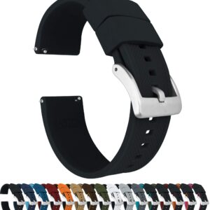 BARTON WATCH BANDS Quick Release Elite Silicone Watch Bands, Black, 20mm