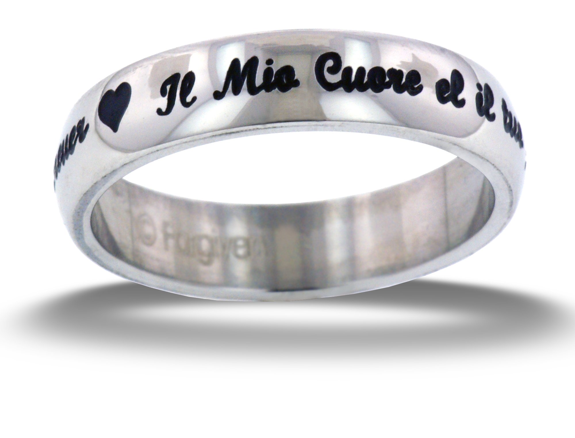 FORGIVEN JEWELRY Posey Ring My Heart Is Yours Forever Italian & English Stainless Steel Ring size 9