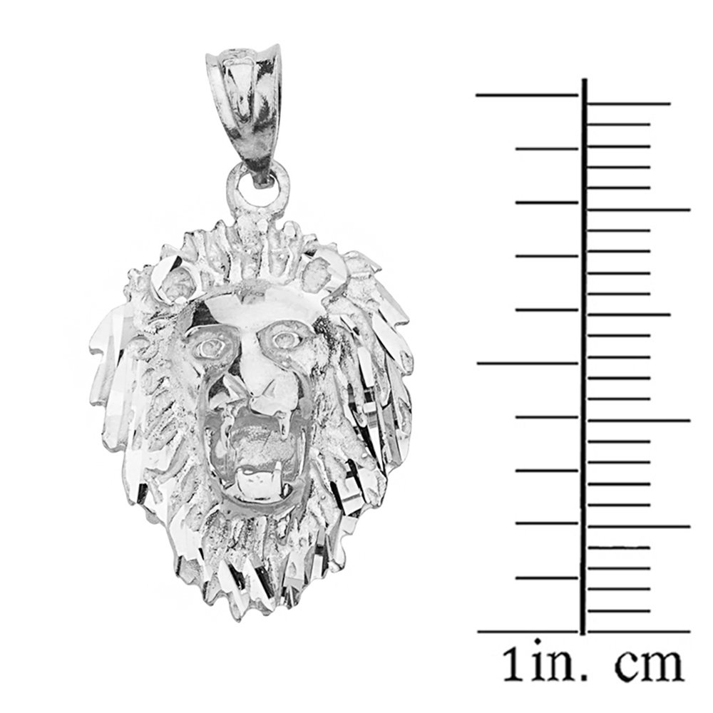 Leo Zodiac Sign Charm Roaring Lion Head Pendant (Sterling-Silver)