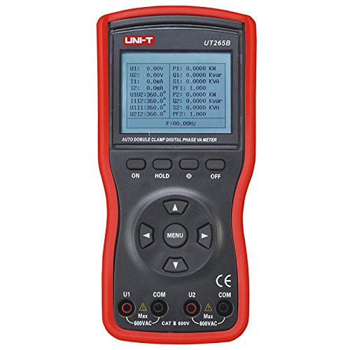 UNI-T UT265B Intelligent 2/3 Phase 2-Clamp Voltammeter 0.5A Clamp RS-232 Storage 1500 240×160 Pixel 0.0mA～20.0A 0.00V～600V 45Hz～65Hz 0.0W～12kW 0.0VA～12kVA 0.0VAR～12kVAR