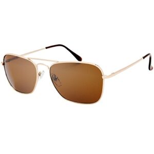 the fresh sunglasses for men, polarized, rectangular metal frame, ultra lightweight, uv400 protection (1-gold, brown)