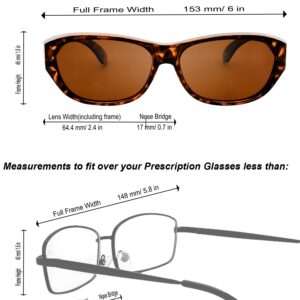 The Fresh High Definition Polarized Wrap Around Sunglasses for Wide Prescription Glasses 64mm Gift Box (F304-Tortoise, Brown)