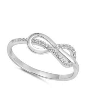 White CZ Infinity Knot Criss Cross Ring New .925 Sterling Silver Band Size 7