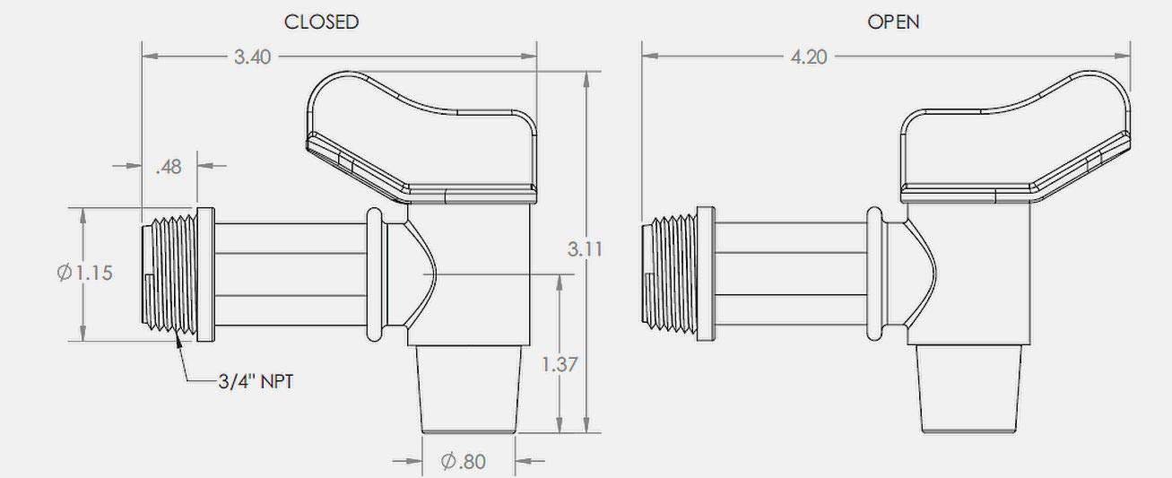 Flow Rite 3/4" Faucet | Plastic Drum Faucet | Faucet Spigot