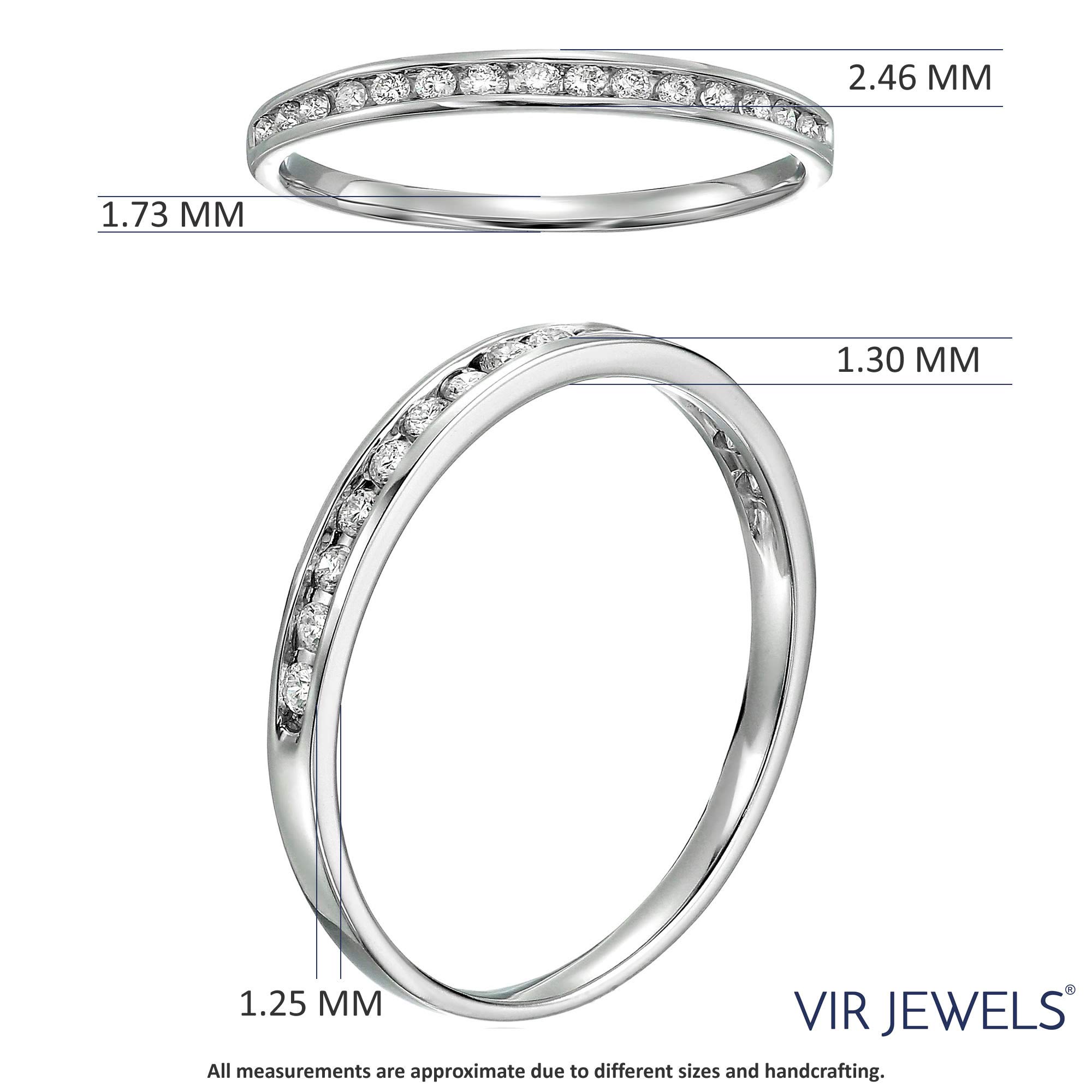 VIR JEWELS 1/5 carat (ctw) Diamond Wedding Anniversary Band for Women, Half Eternity Round Diamond Engagement Ring 10K White Gold Channel Set 0.20 cttw, Size 8.5