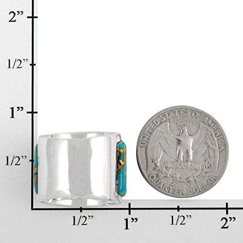 Wide Statement Ring in Sterling Silver Genuine Turquoise & Gemstones (SELECT color) (Multi, 8)