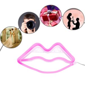 Lips Shaped Neon Signs Led Romantic Art Decorative Neon Lights Wall Decor for Christmas Gift Studio Party Kids Room Living Room Wedding Party Decoration Pink