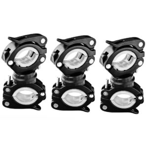 vonpri [3 pack flashlight holder, mount bicycle mounting bracket flashlight holder torch clip 360º rotation (white)