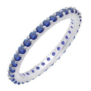 dazzlingrock collection 1.00 carat (ctw) 14k blue sapphire women eternity stackable wedding band 1 ct, white gold, size 6