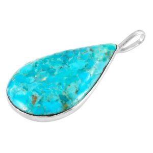 Turquoise Pendant Necklace 20" Sterling Silver 925 Genuine Gemstones (20", Turquoise)