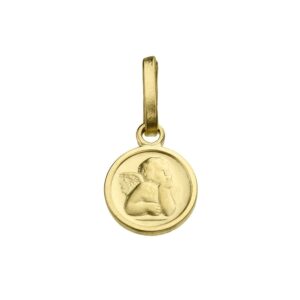 jewelry america solid 14k yellow gold mini round guardian angel medallion charm pendant