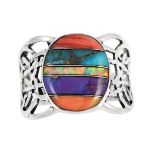 Sterling Silver Gemstone Ring with Genuine Turquoise (SELECT color) (Multi, 10)