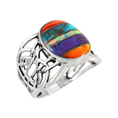 Sterling Silver Gemstone Ring with Genuine Turquoise (SELECT color) (Multi, 10)