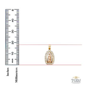 14k Yellow White Rose Gold CZ Religious Guadalupe Pendant - Height 18 MM Width 12 MM