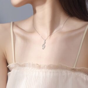 WEILYDF Music Note Pendant Necklace 925 Sterling Silver Cubic Zirconia Jewelry for Women Girl Box Chain 18"