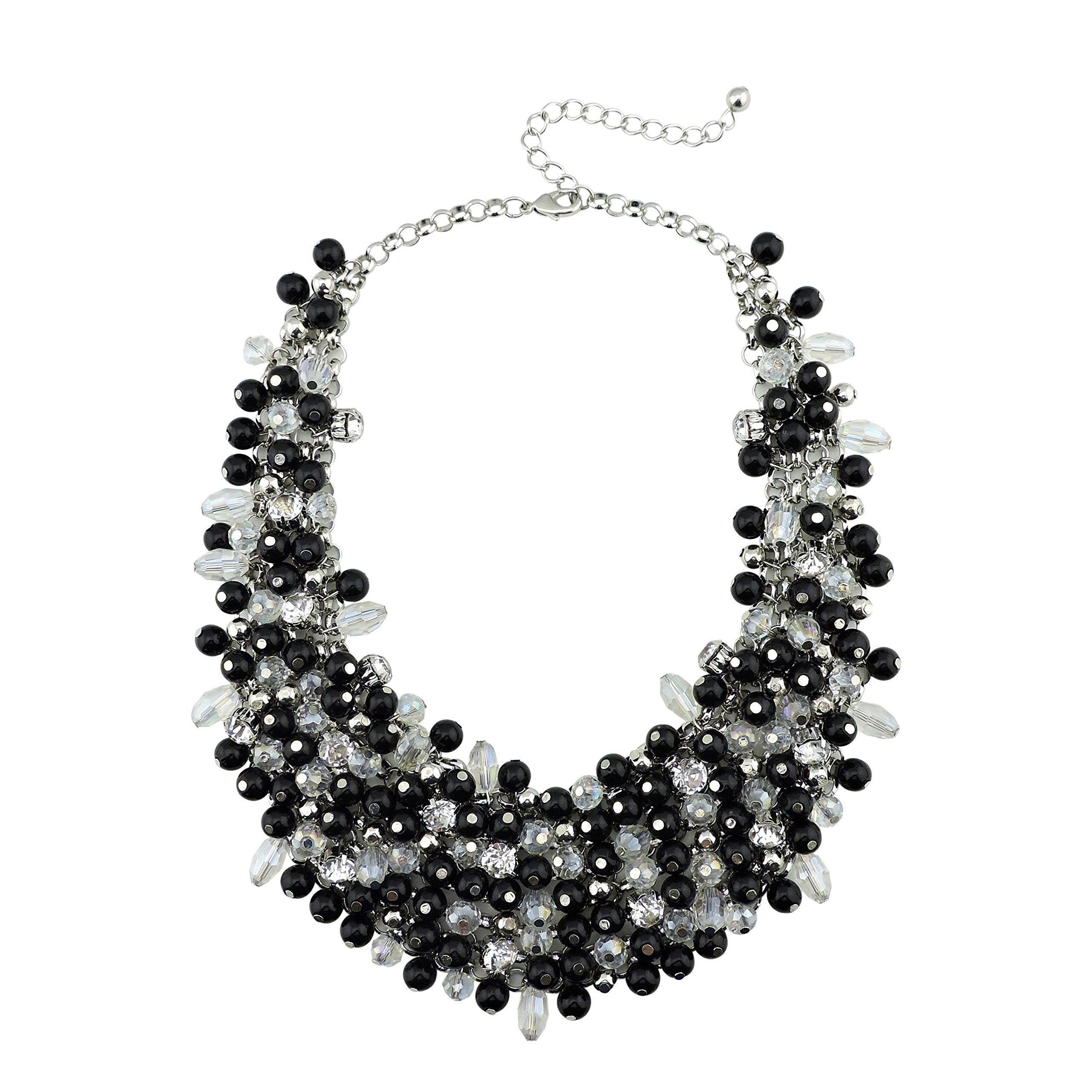 BOCAR Fashion Crystal Chunky Collar Statement Necklace for Women Gift (NK-10260-black)