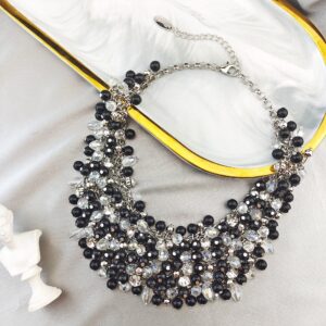 BOCAR Fashion Crystal Chunky Collar Statement Necklace for Women Gift (NK-10260-black)