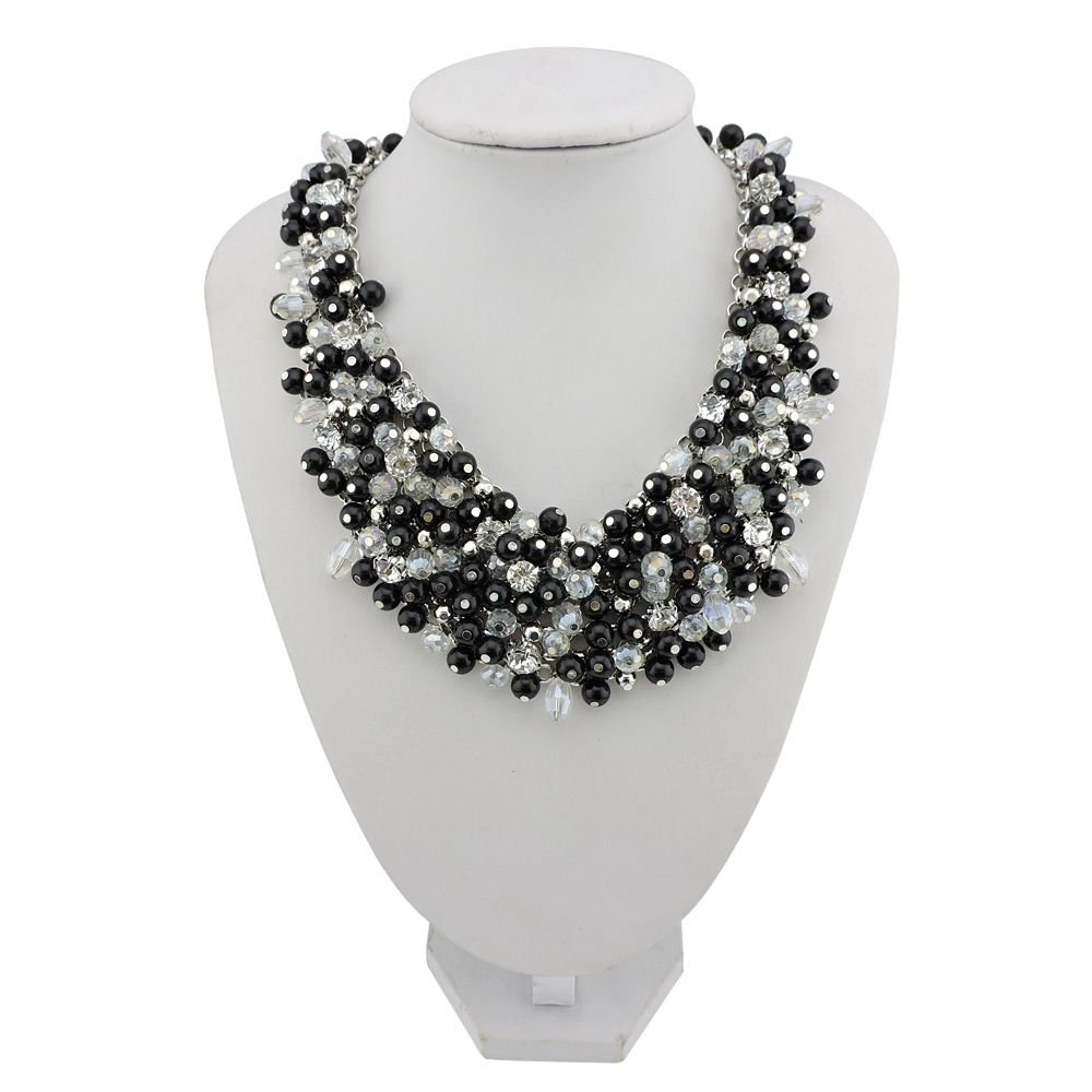 BOCAR Fashion Crystal Chunky Collar Statement Necklace for Women Gift (NK-10260-black)