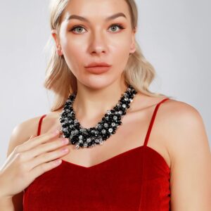 BOCAR Fashion Crystal Chunky Collar Statement Necklace for Women Gift (NK-10260-black)