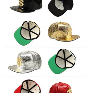 Hip Hop Hat,Flat-Brimmed Hat,Rock Cap,Adjustable Snapback Hat for Men and Women (Gold)