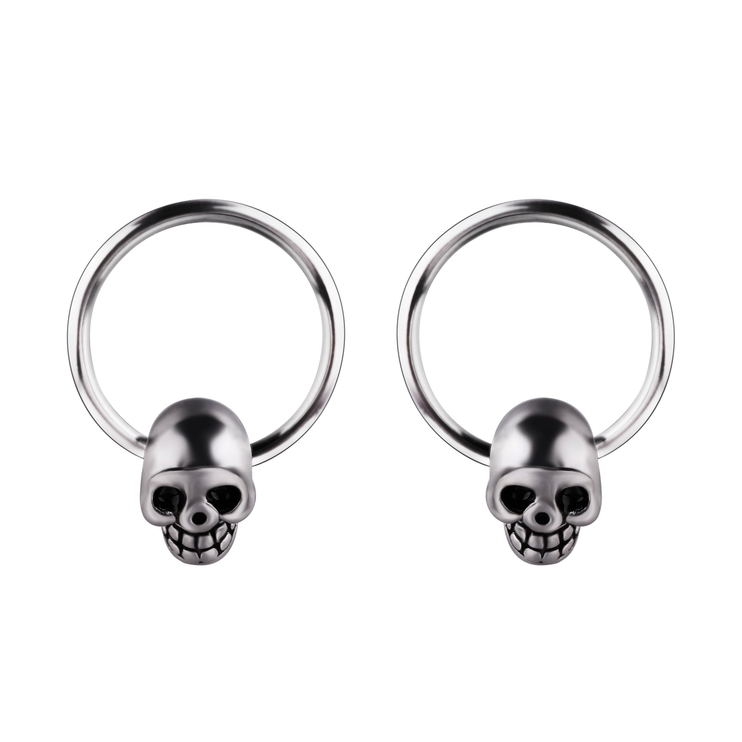 YC_jewelry 16G Stainless Steel Skull Captive Bead Ring Hoops Nose Rings Eyebrow Lip Tragus Ear Belly Body Piercing Jewelry