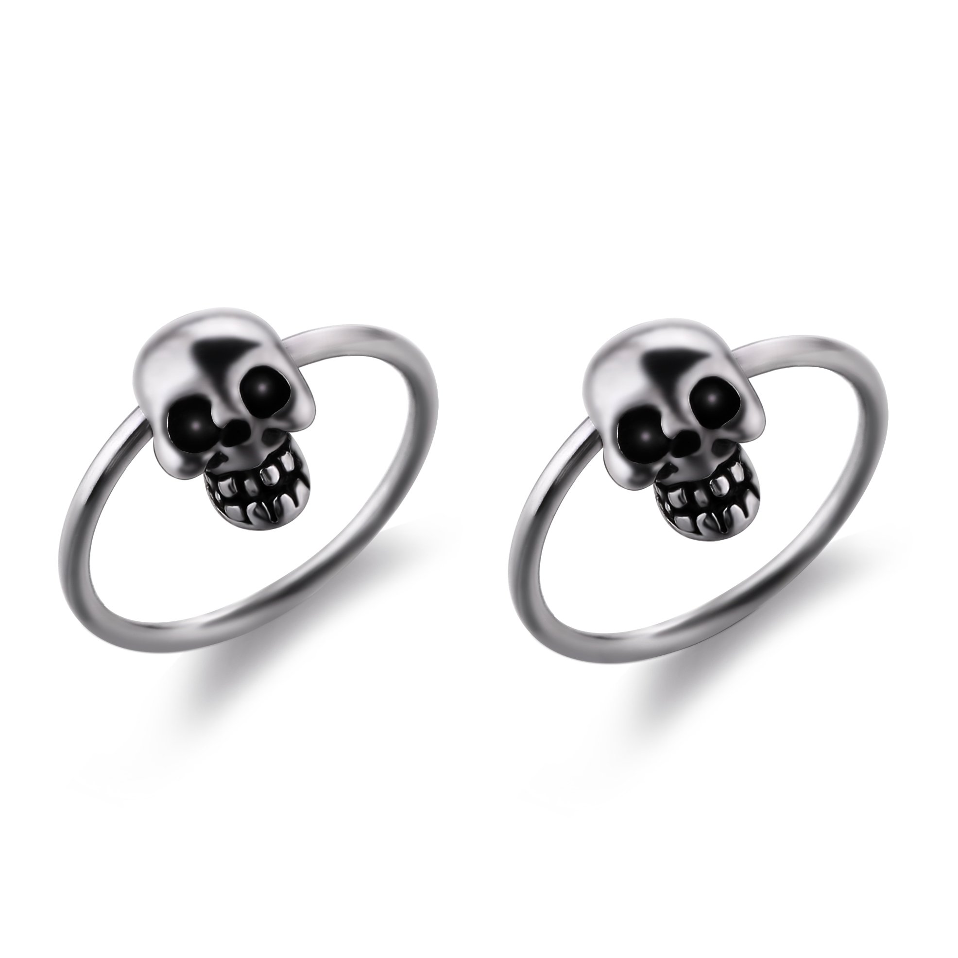 YC_jewelry 16G Stainless Steel Skull Captive Bead Ring Hoops Nose Rings Eyebrow Lip Tragus Ear Belly Body Piercing Jewelry