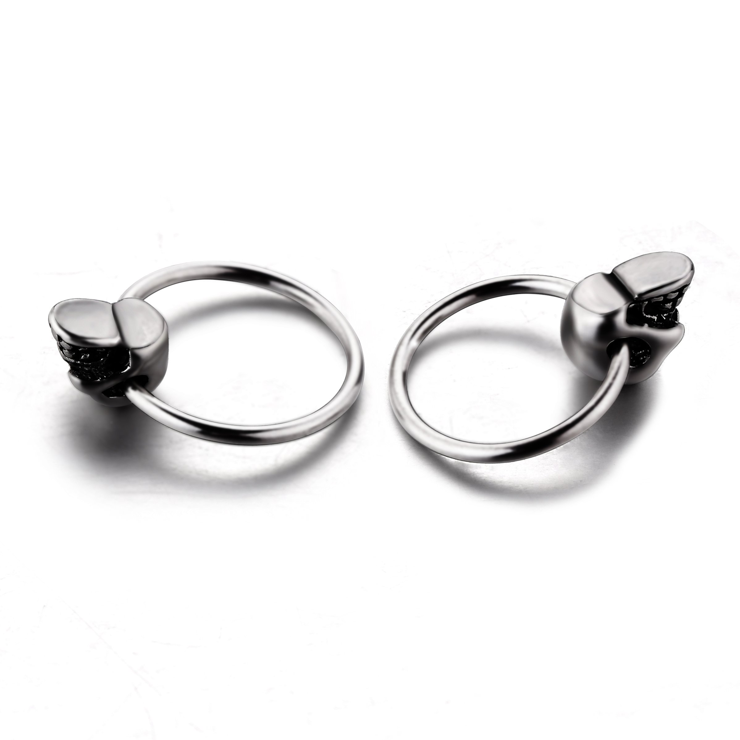 YC_jewelry 16G Stainless Steel Skull Captive Bead Ring Hoops Nose Rings Eyebrow Lip Tragus Ear Belly Body Piercing Jewelry