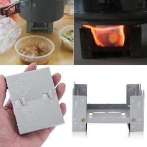 Folding Stove, 95 x 75mm Solid Fuel Camping Portable Stove for Outdoor Cooking Backpacking Emergency Stove For Indoor Use Fuel Tablets Wood Burning Camp Stove