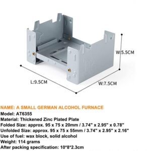 Folding Stove, 95 x 75mm Solid Fuel Camping Portable Stove for Outdoor Cooking Backpacking Emergency Stove For Indoor Use Fuel Tablets Wood Burning Camp Stove