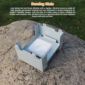 Folding Stove, 95 x 75mm Solid Fuel Camping Portable Stove for Outdoor Cooking Backpacking Emergency Stove For Indoor Use Fuel Tablets Wood Burning Camp Stove